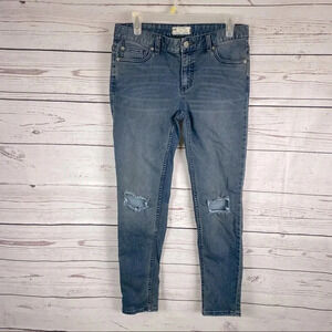 FREE People high waisted blue skinny jeans Sz W 28
